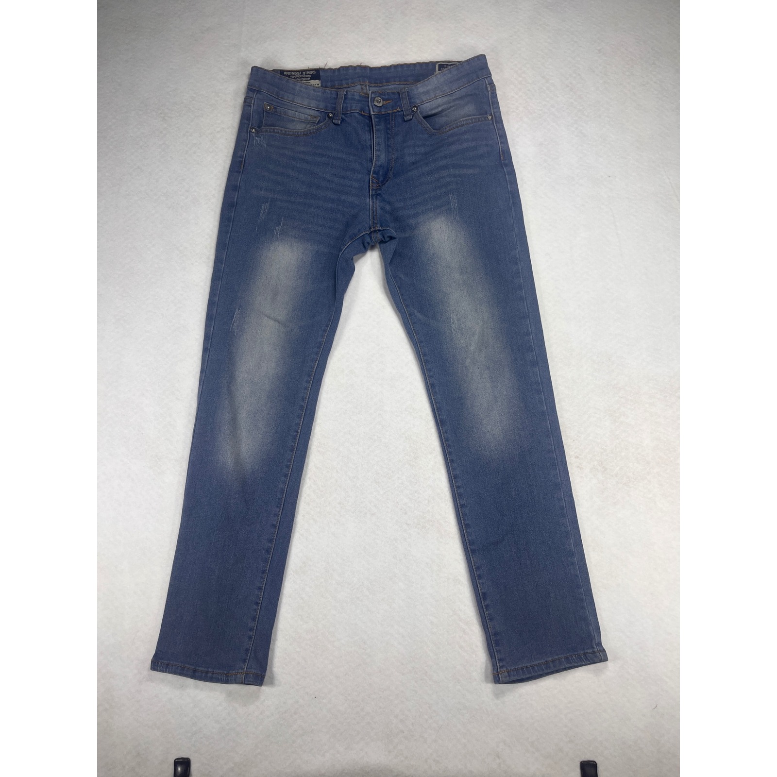 Amongst Others Slim Stretch Jeans Mens 32x30 Dark Wash Faded Whiskered Skater